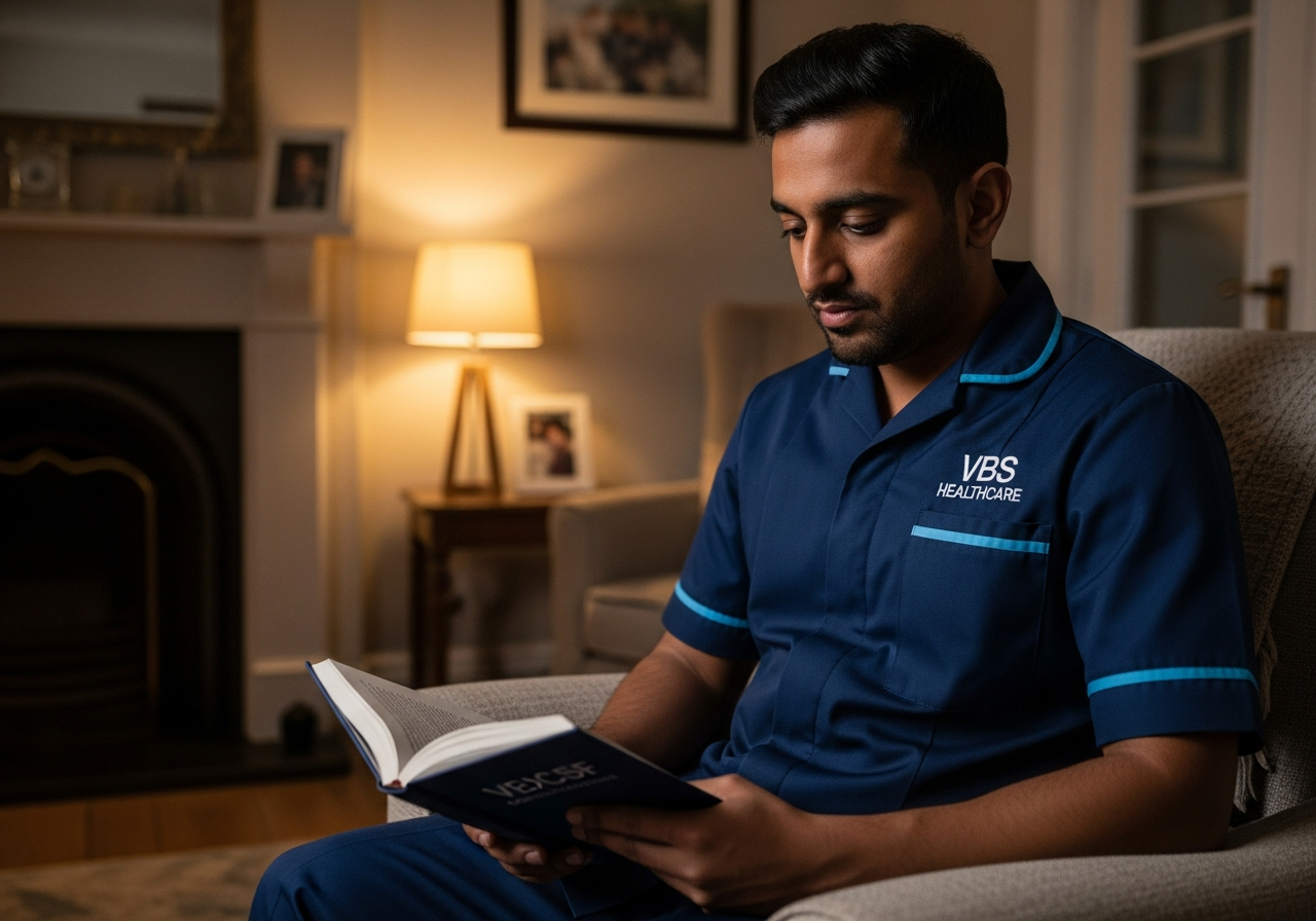 VBS Healthcare night carer supporting a client in a calm Oxfordshire home